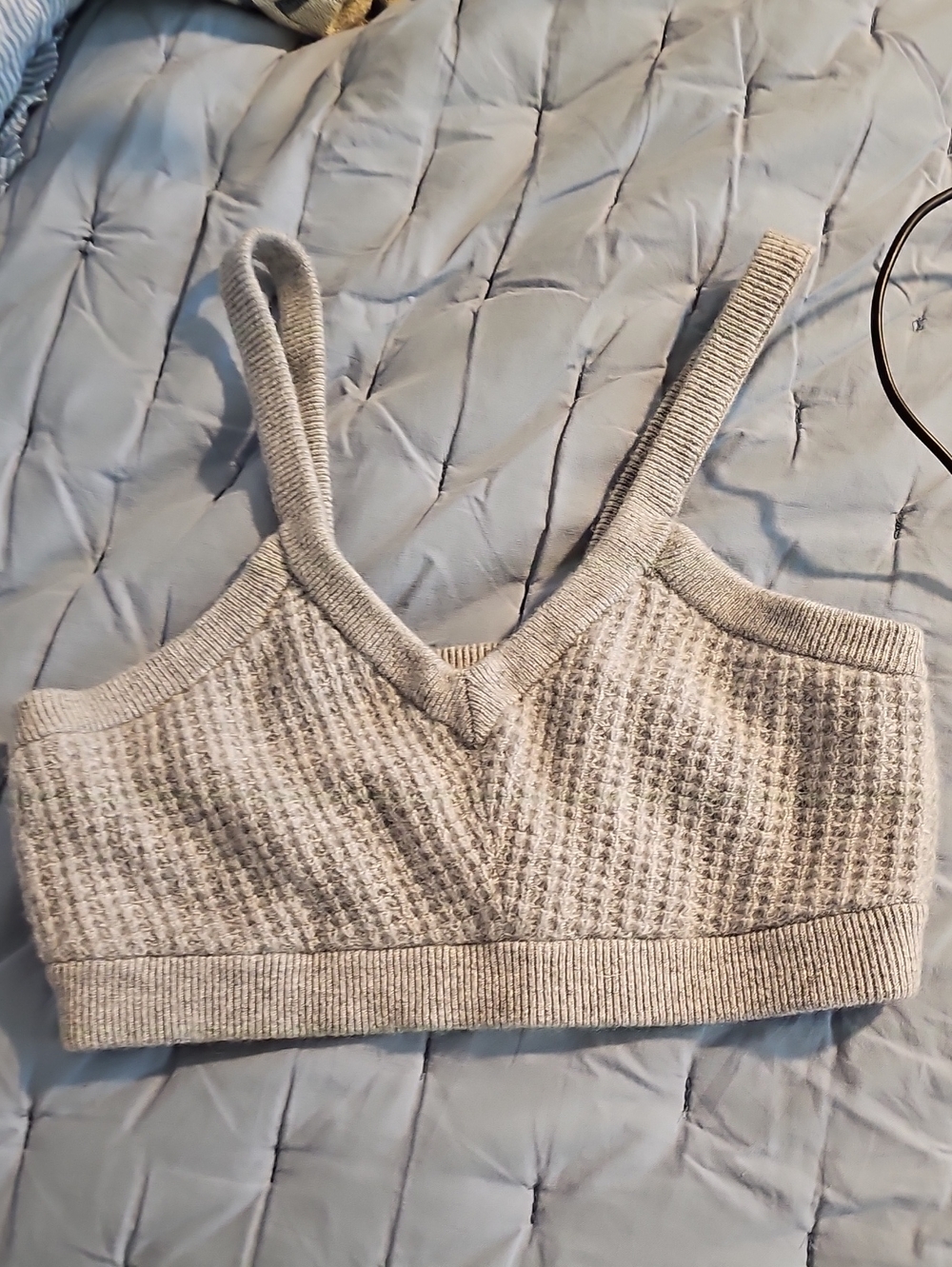 ALO Yoga Waffle Knit Bralette in Light Gray